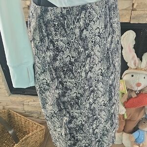 Talbots Snake-Print Pencil Skirt, Black & White
